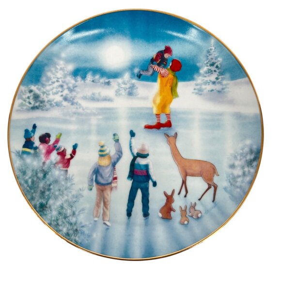 Ronald McDonald Ice Skating Winter Vintage Limited Edition Collectible Plate - Picture 1 of 9